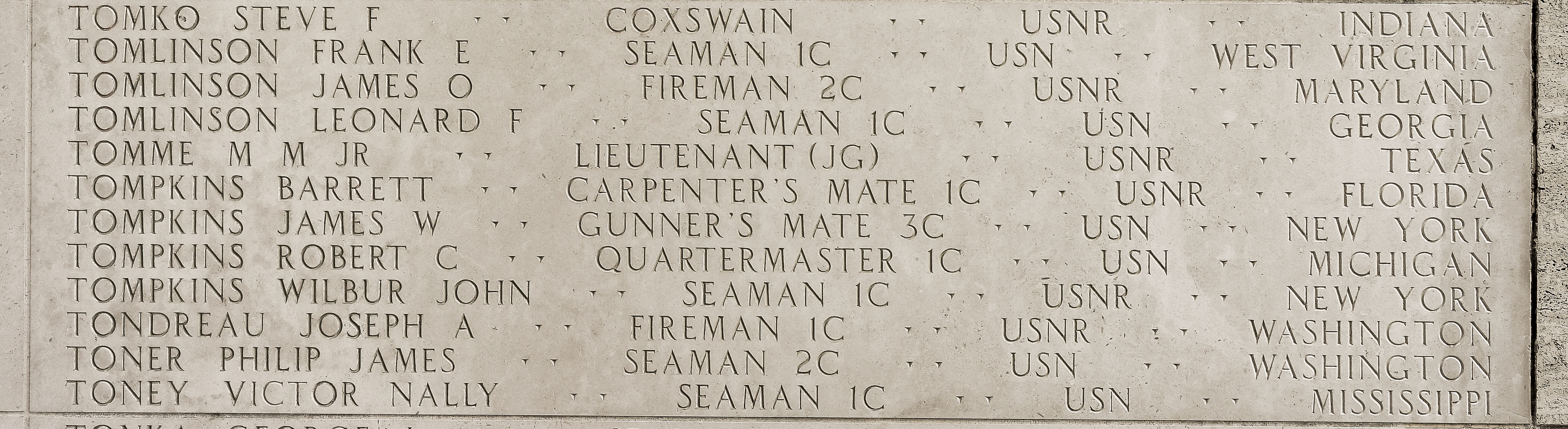 Robert C. Tompkins, Quartermaster First Class